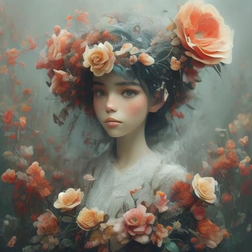 Detailed Portrait of Boy with Flower