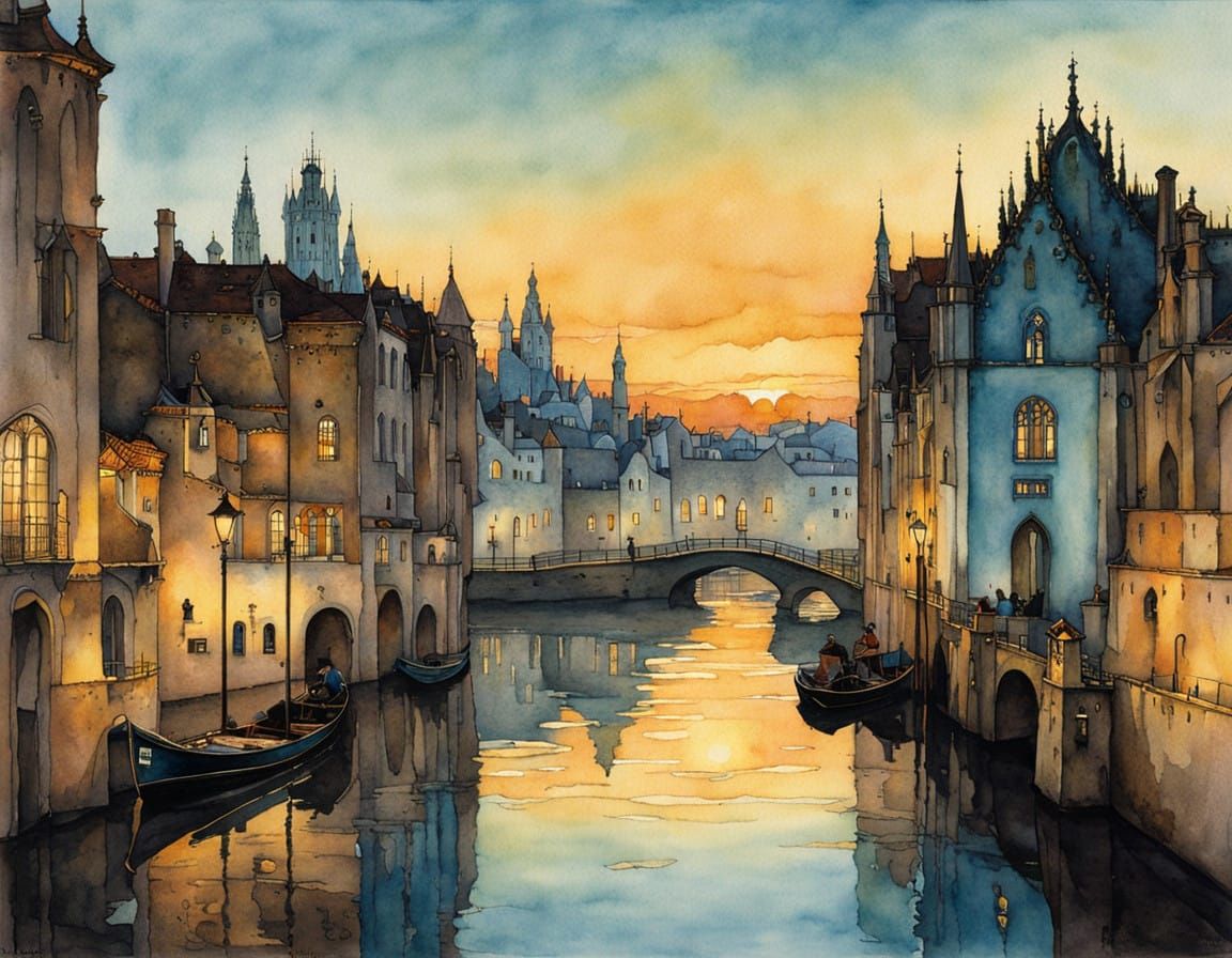 Gothic Prague Castle Transformed in Soft Aquatic Hues