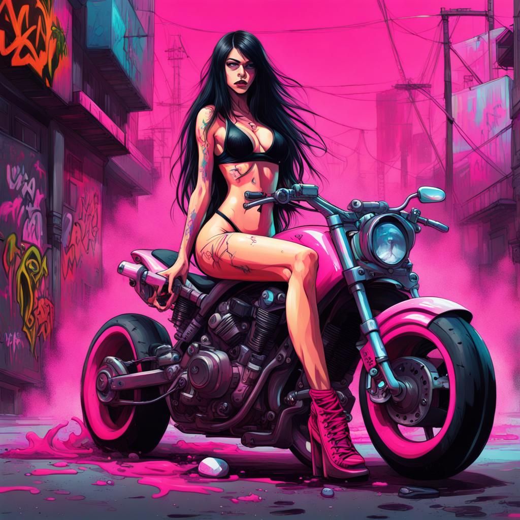 cyberpunk vampire girl in bikini