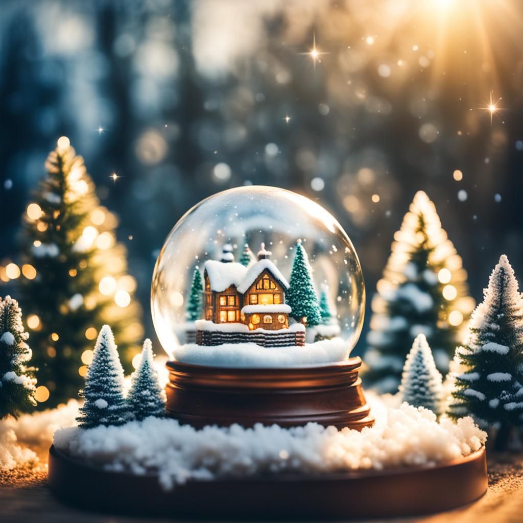 Enchanted Snow Globe Village in Divine Light