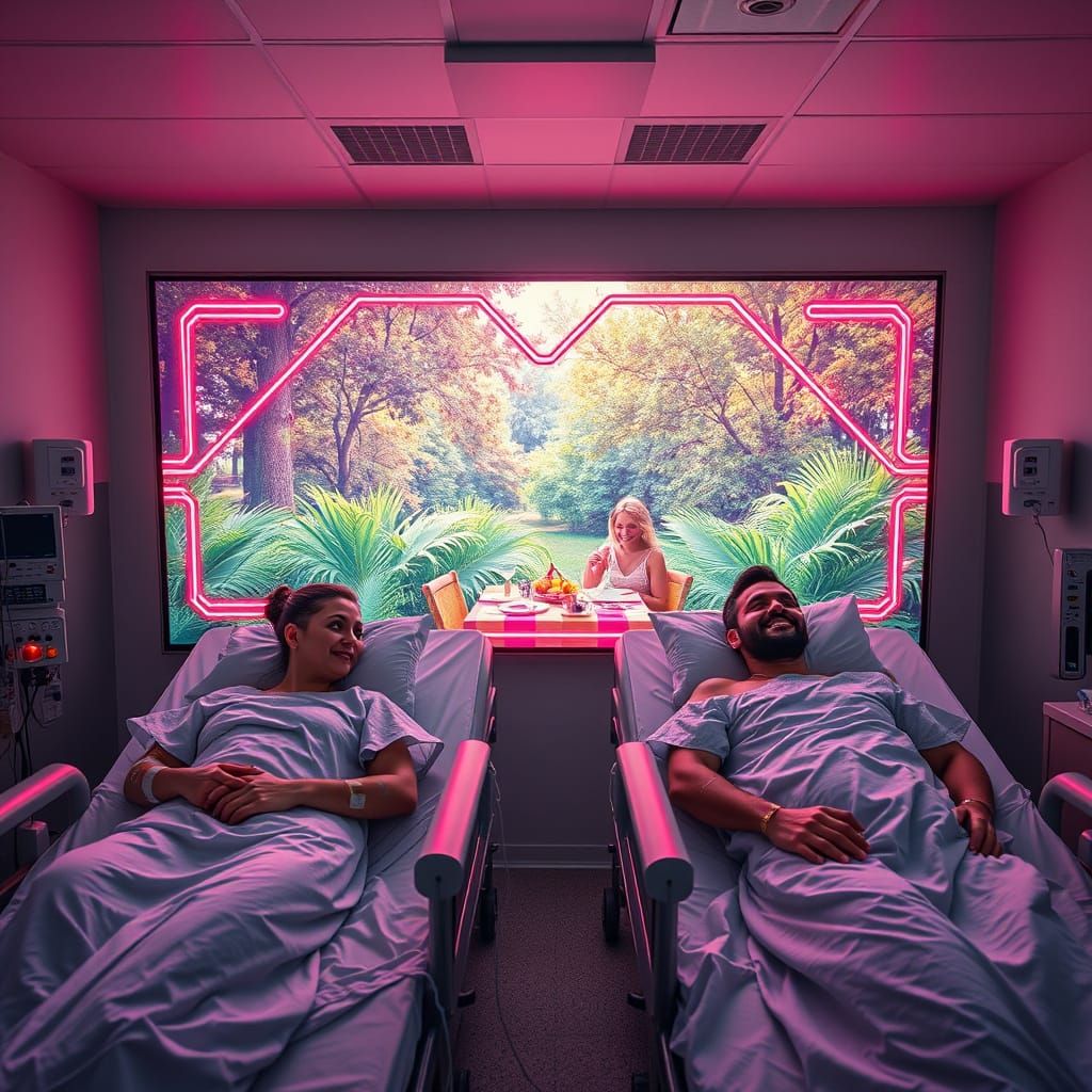 Hospital Room Seen From Above With Screen Display