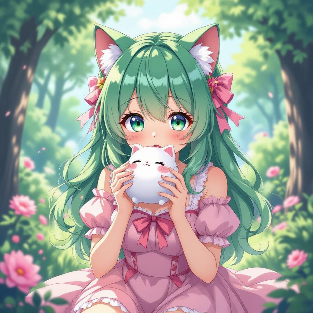 Anime Neko Girl Devouring God in 128k Resolution