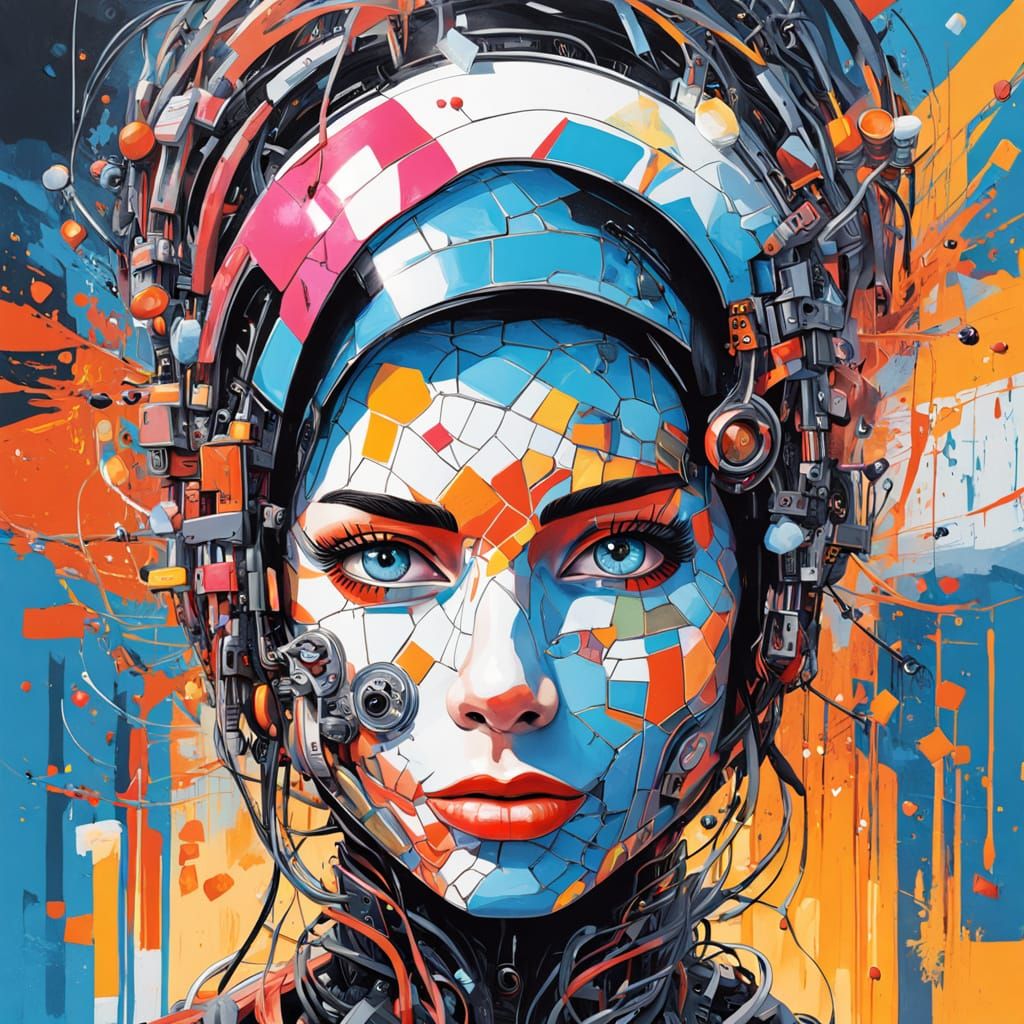 Cyborg Goddess in Graffiti Skin