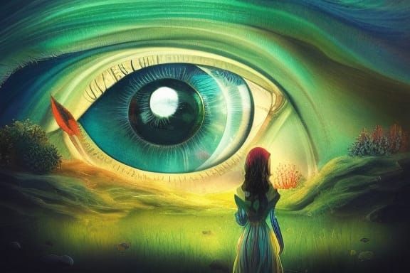 Landscape Reflected in Human Eyes: Fairycore Illustration