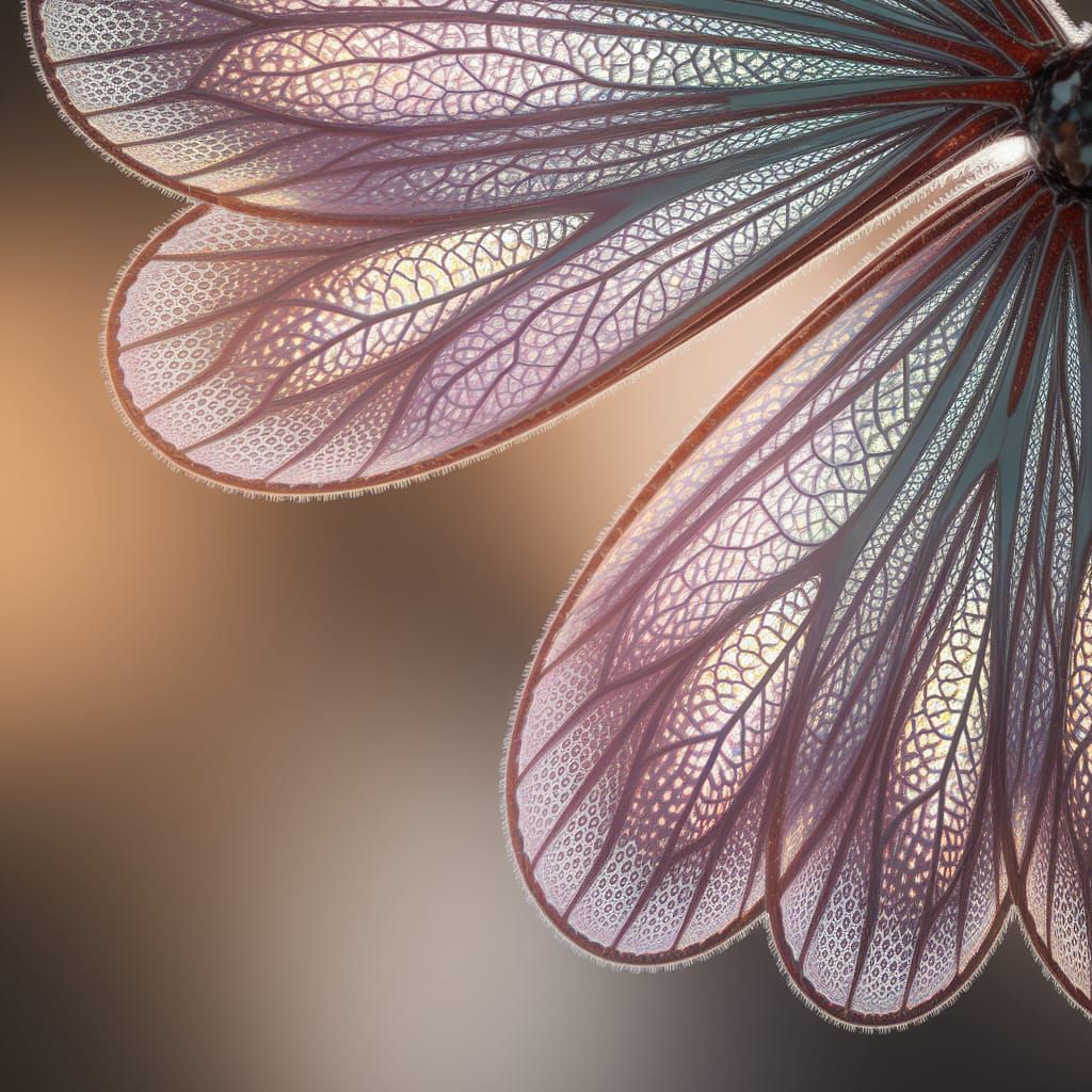 Luminous Wings with Iridescent Sheen and Lace Patterns
