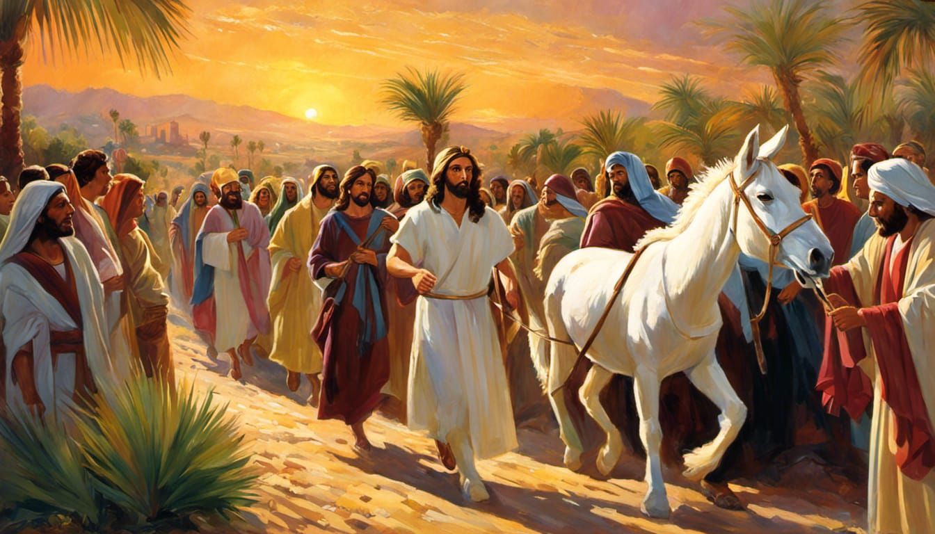 Jesus' Triumphal Entry into Jerusalem at Sunset