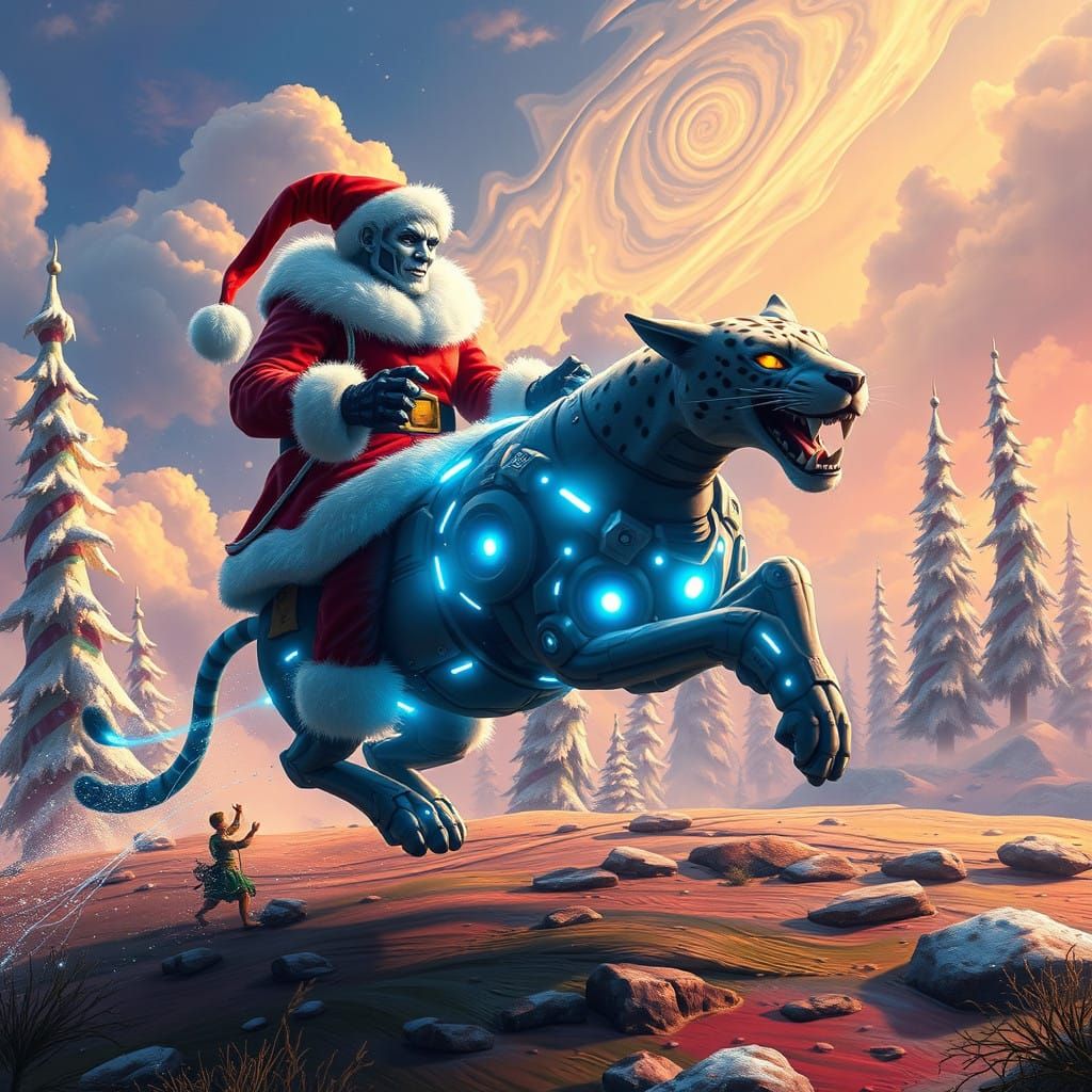 Santa Robot Charges into Battle Against the Menacing Grinch