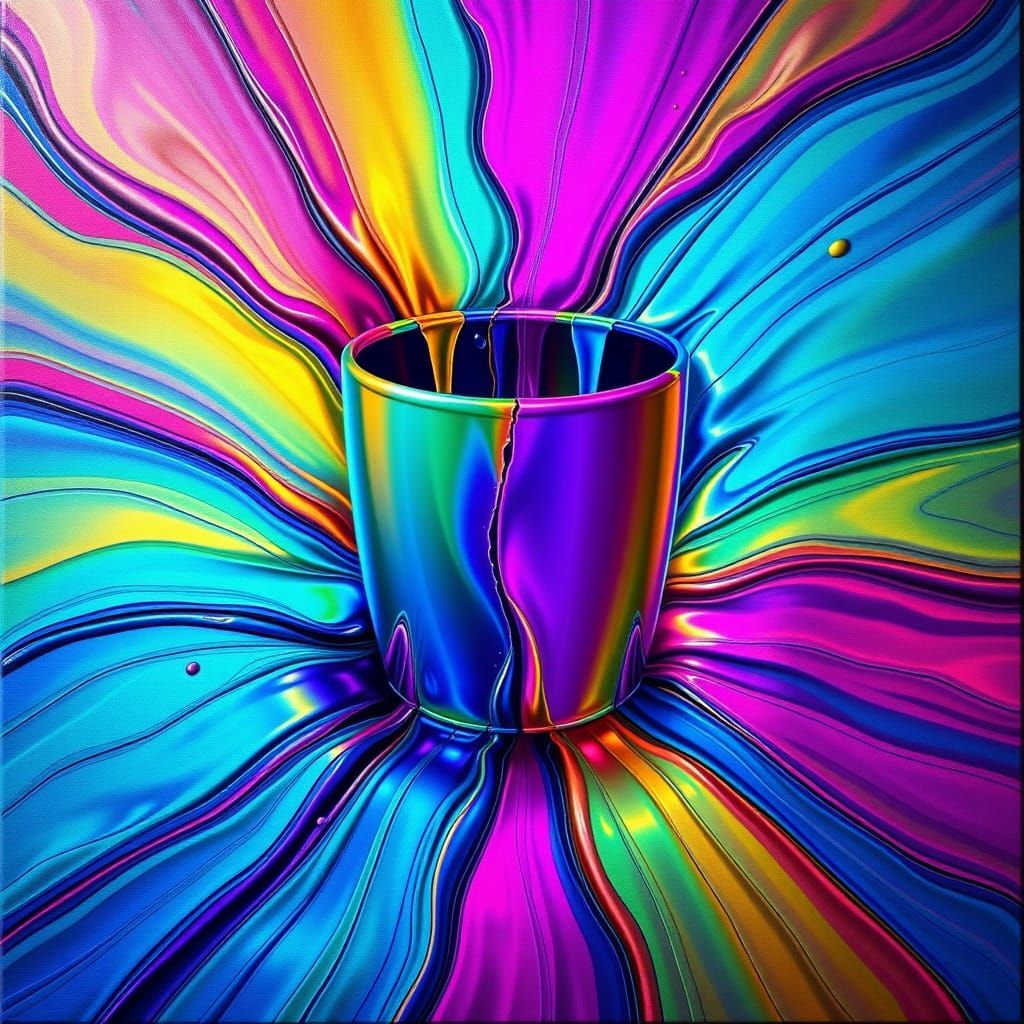 Metallic Rainbow Pour Painting with Dynamic Lighting