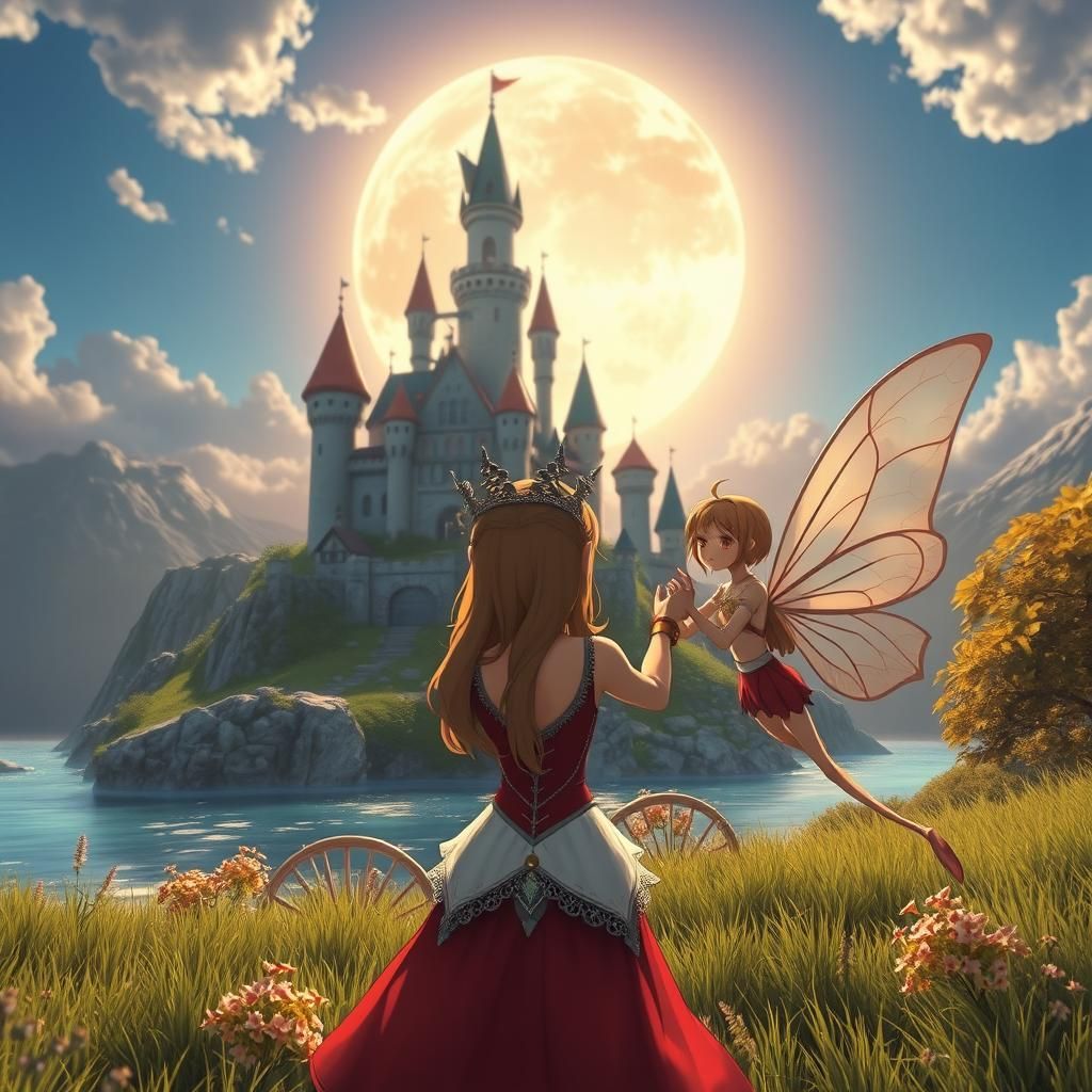 Fairy Photobomb with Dragon in 3D Anime Style