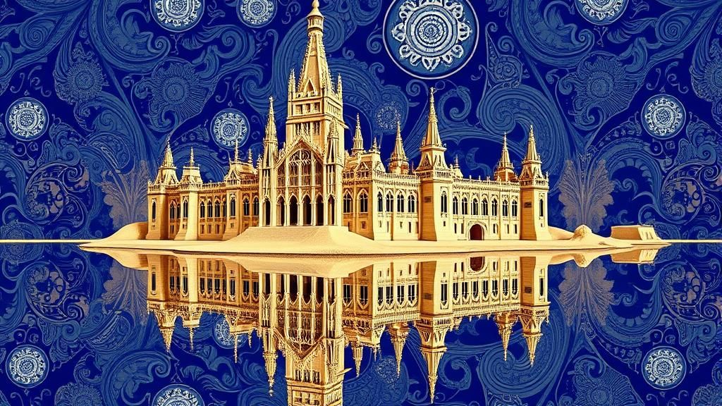 Psychedelic Delft Sandcastle with Fractal Patterns