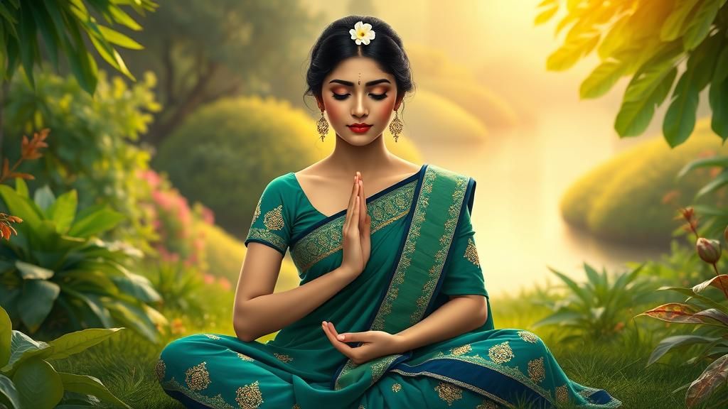 Meditating Woman in Lotus Position, Digital Art