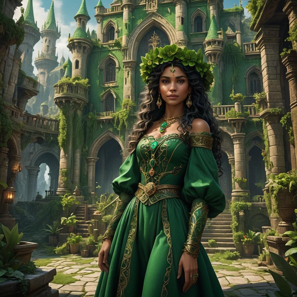Esmeralda in Green Dress: Fantasy Concept Art