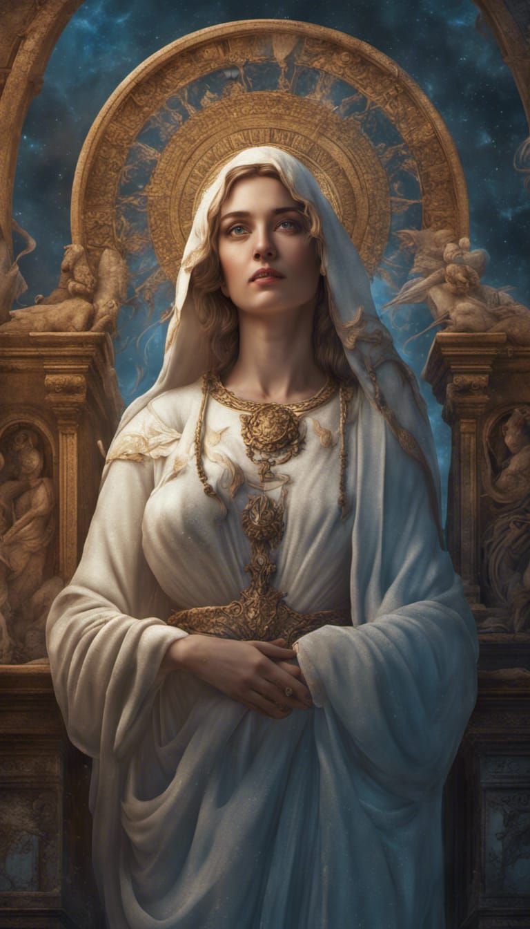 Beautiful Mother Mary Portrait in Detailed Matte Painting