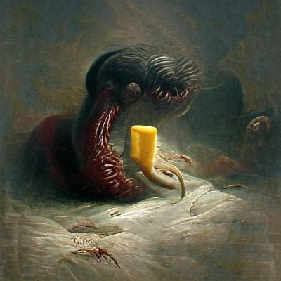 Worm eating cheese