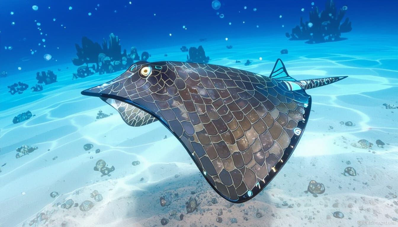 Luminwing Skates in Shallow Lagoon: Dark Fantasy Art