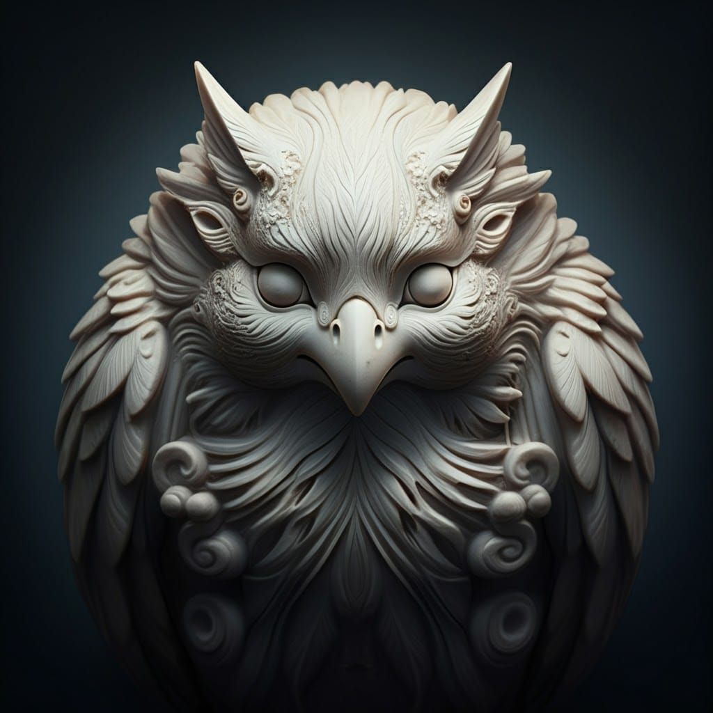Marble Tengu Sculpture in Classical Style
