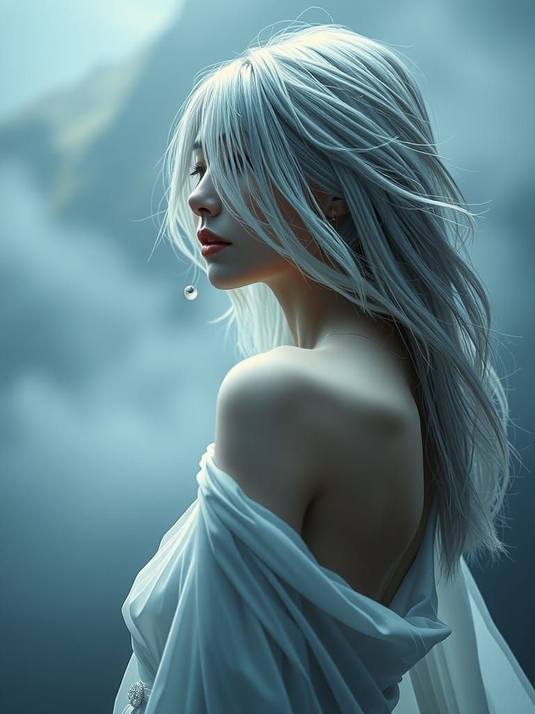 Ethereal Goddess in Misty Ambiance, HDR Fantasy Concept Art