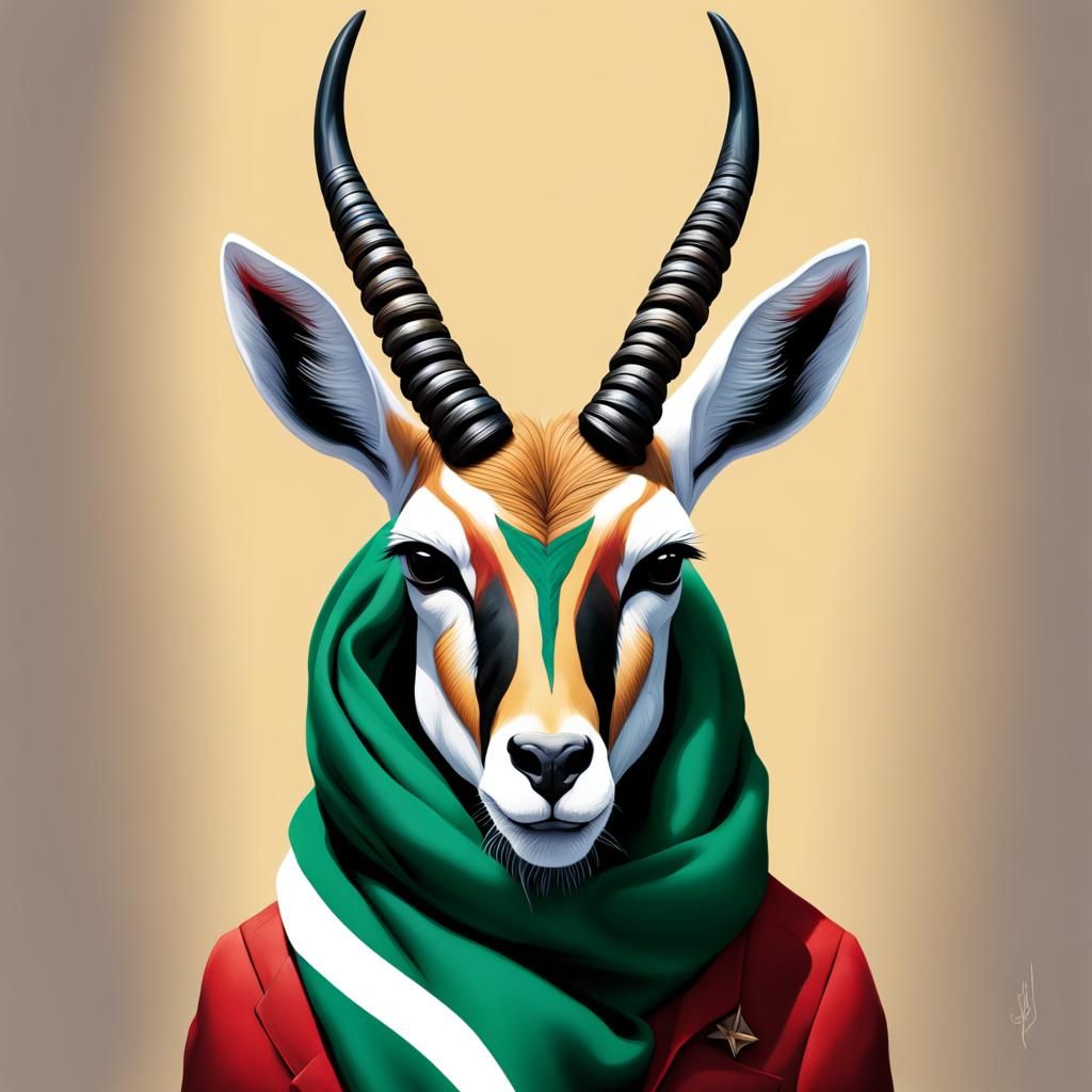 Springbok in Scarf: Hyperrealistic Concept Art