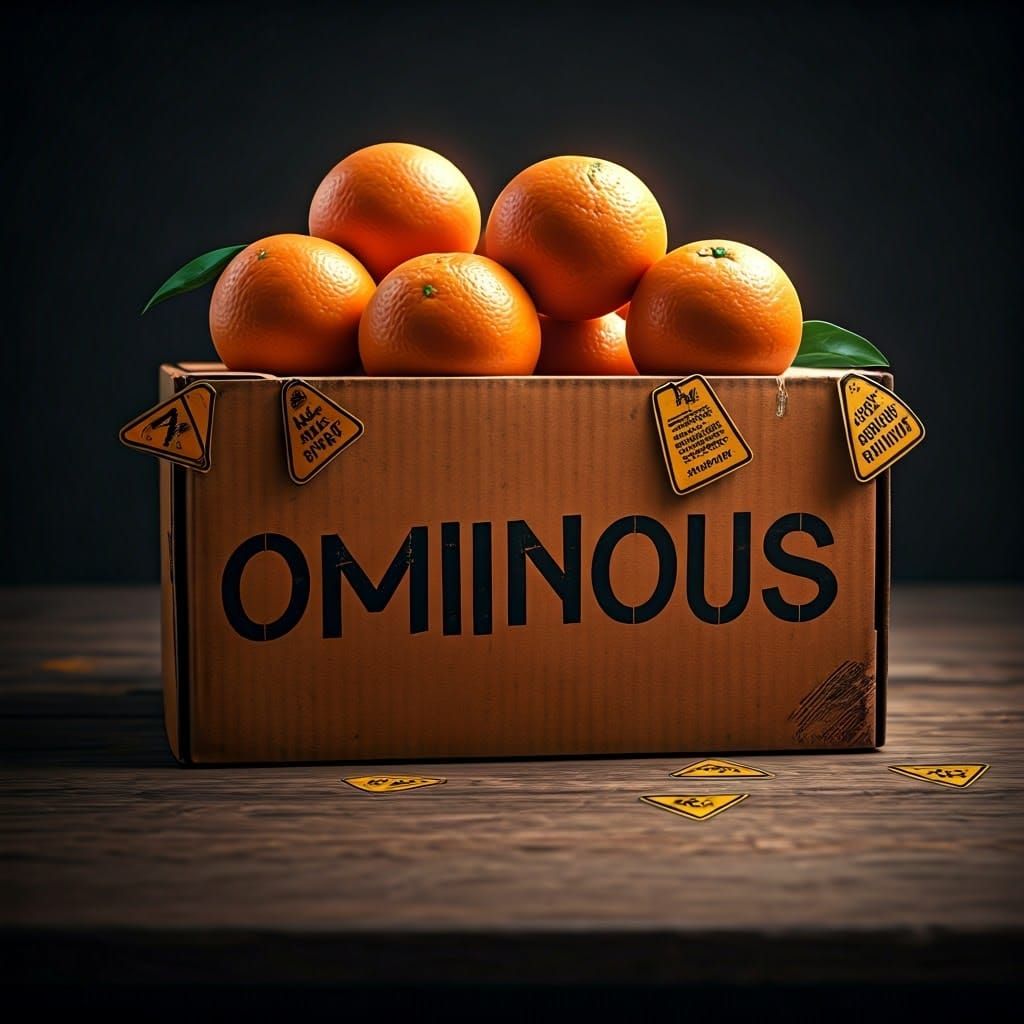 Ominous Oranges Box with Warning Signs