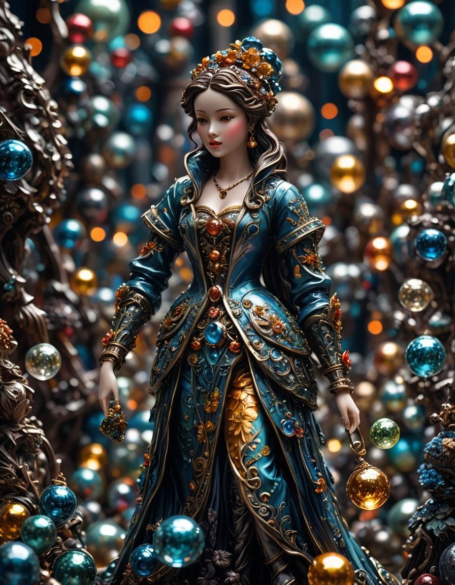 Enameled Glass Figurine in Hyperrealistic Style