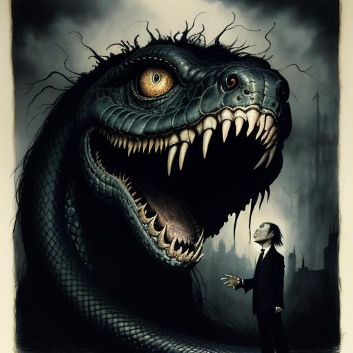 Giant Snake Swallowing Man: A Horror Masterpiece