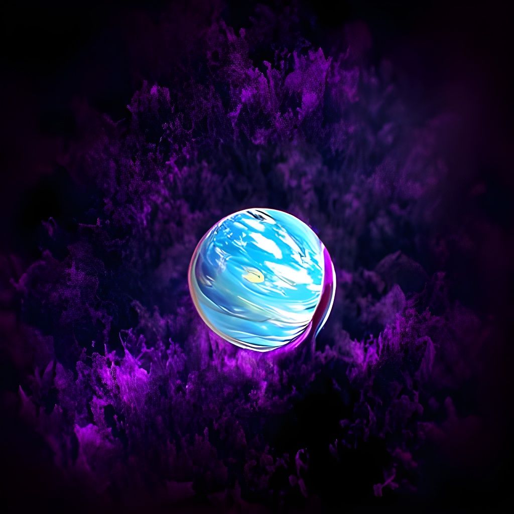 Purple Planet Floating in Deep Space