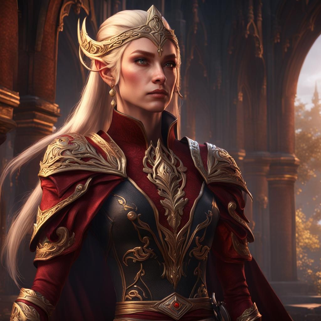 Elegant Eladrin Noble in Detailed Matte Painting