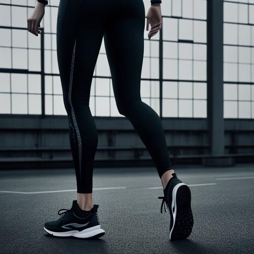 Hyperrealistic Photo of Girl in Leggings and Running Shoes