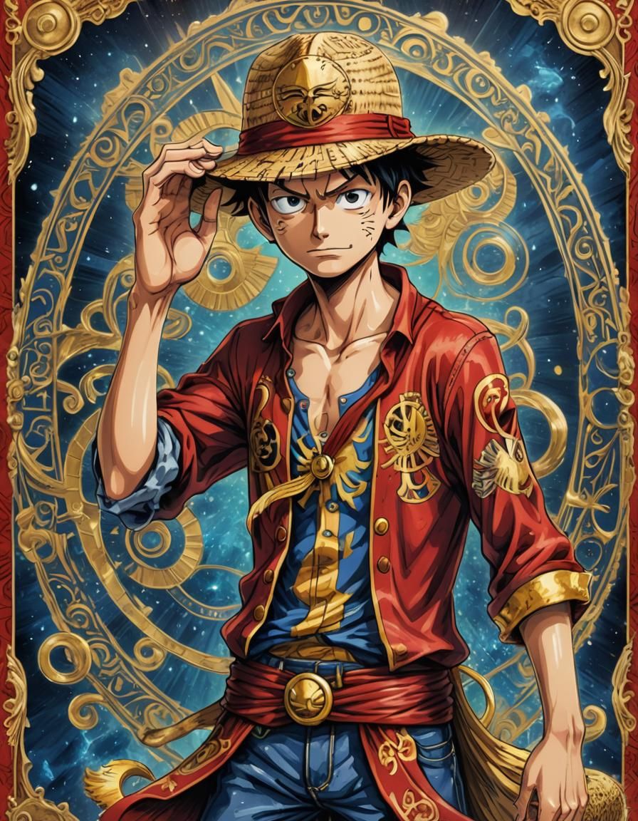 Luffy Tarot Card in Anime Style
