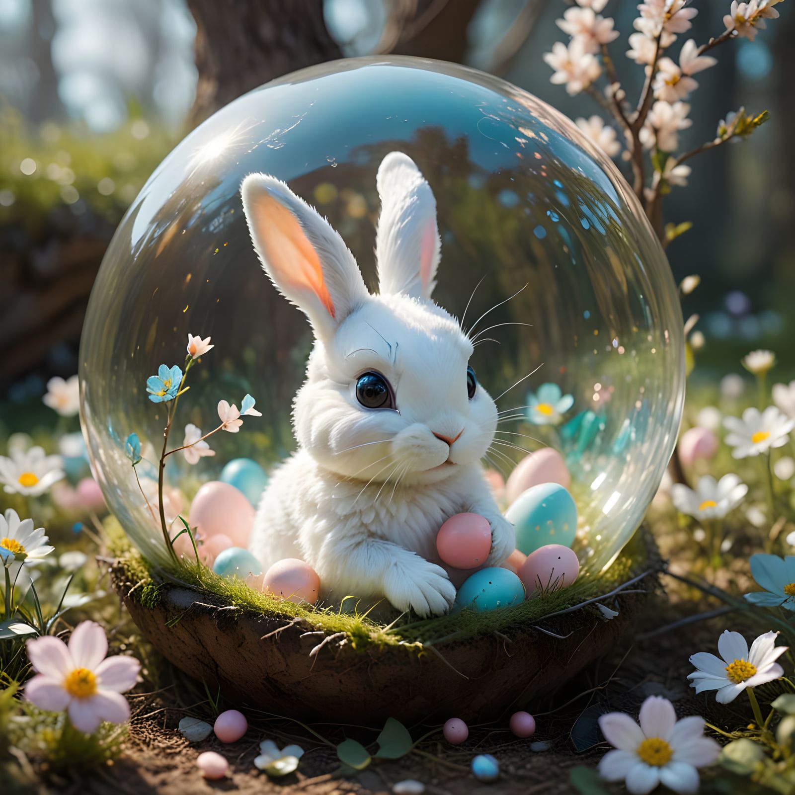 Surreal Easter Scene with a Sleeping Child and Pastel Egg