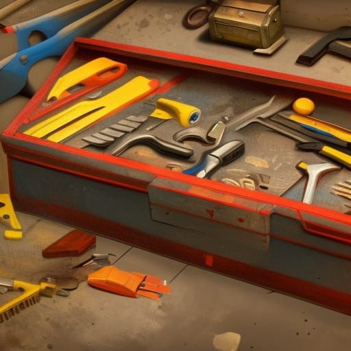 Realistic Toolbox with Tools: Detailed Matte Painting