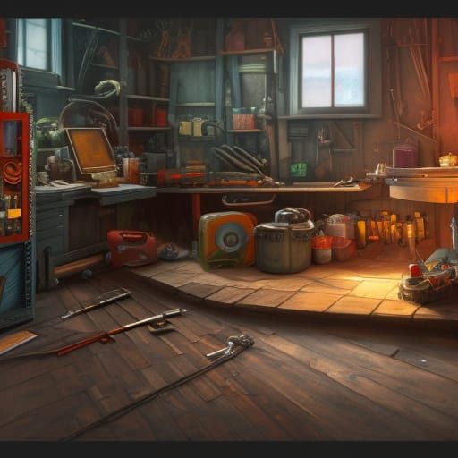 Realistic Toolbox with Tools: Detailed Matte Painting