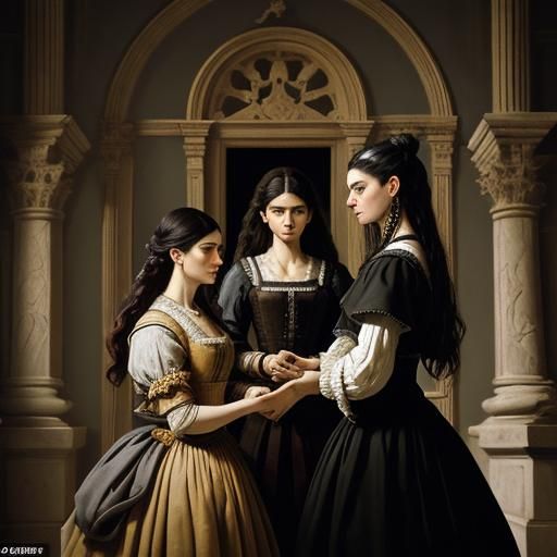 Baroque Family Portrait with Chiaroscuro Lighting