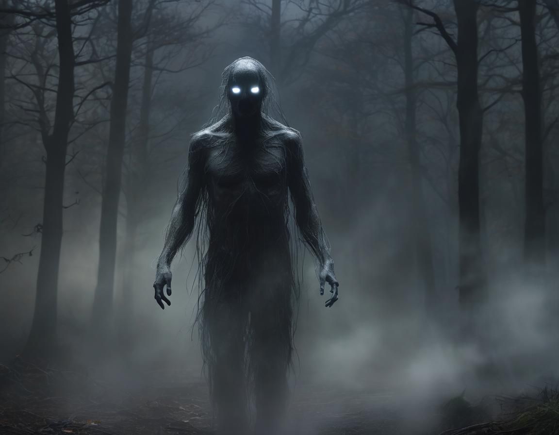 Ethereal Shadow Figure Emerges From Haunted Mist