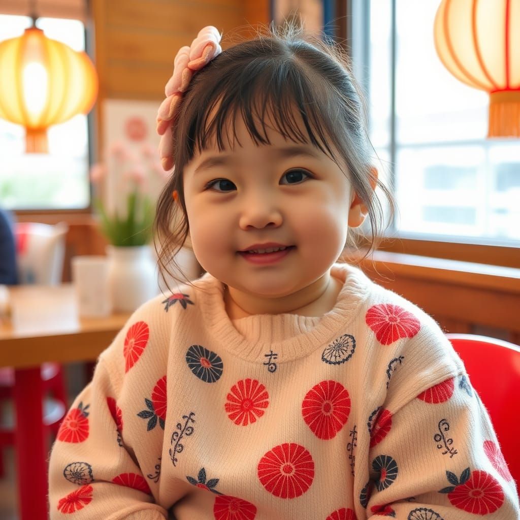 Adorable Chubby Asian Girl Portrait