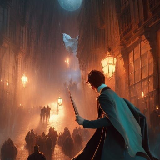 Harry Potter Concept Art in Orange and Teal