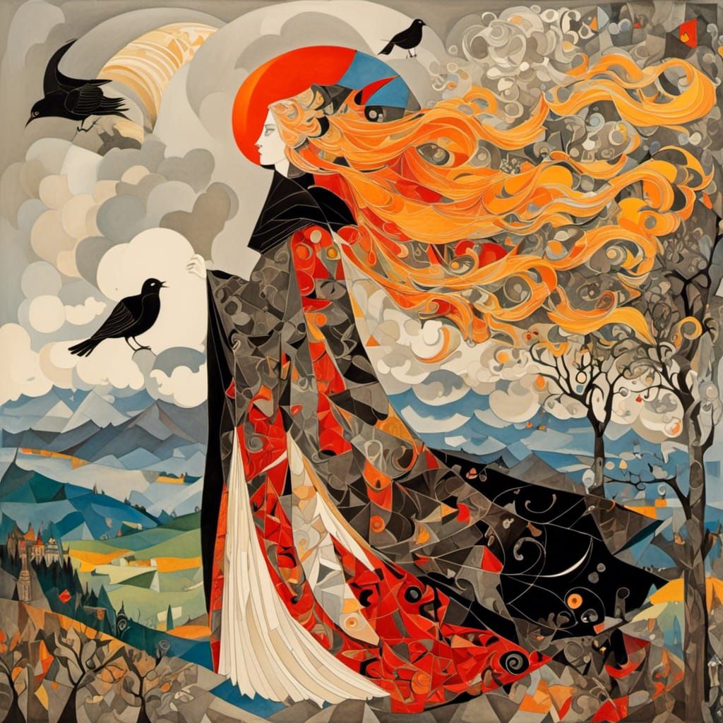 Windy Medieval Landscape with Misty Mountains