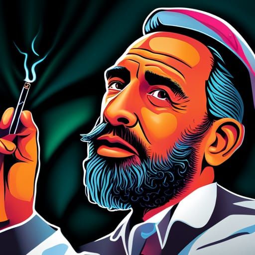 Fidel Castro Smoking: Holographic Astral Illustration