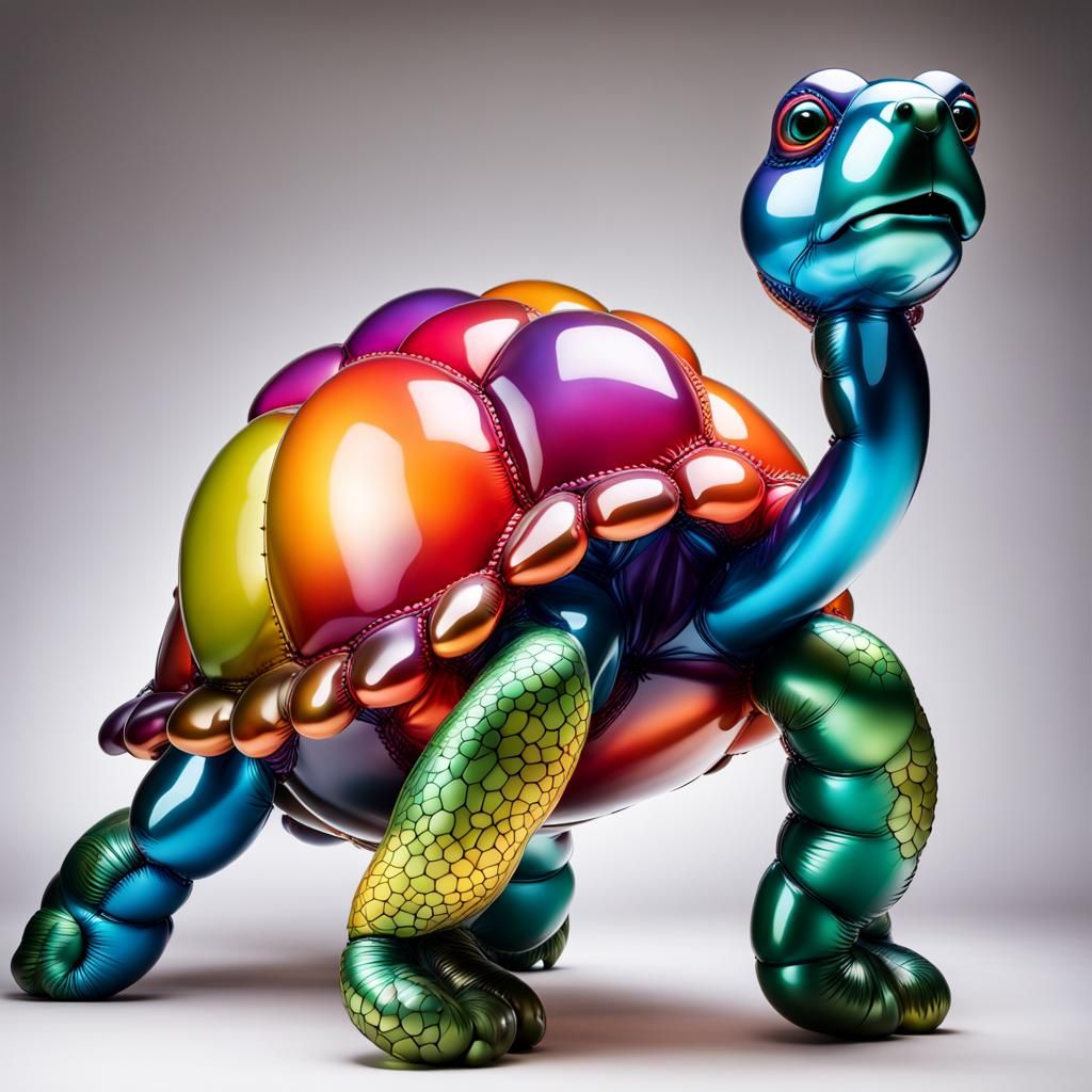 Vibrant Balloon Turtle in Contemporary Animal Art