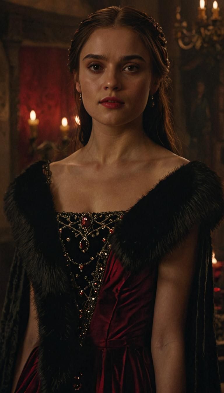 Medieval Lady in Luxurious Game of Thrones Style Room