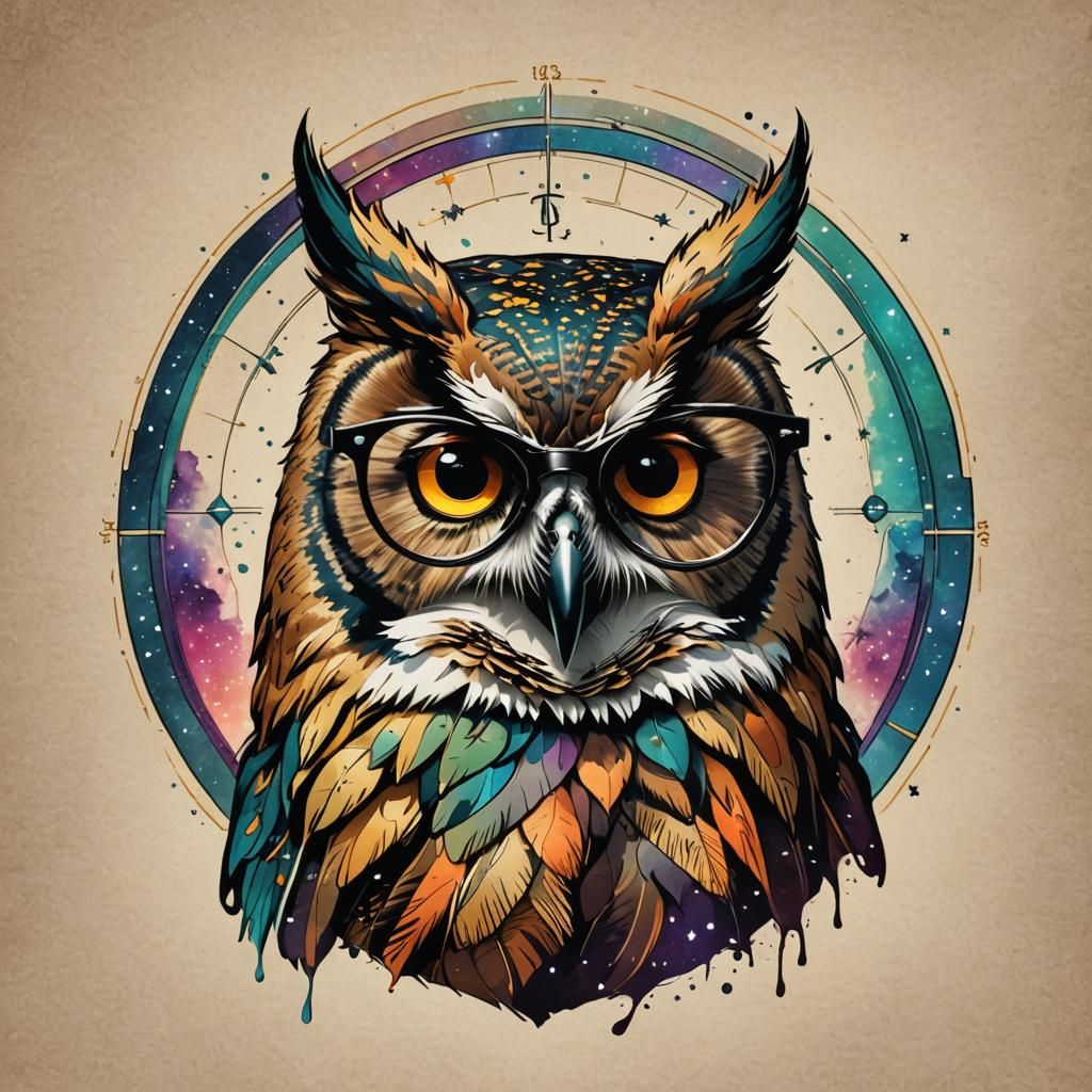 Spectacles Astrological Sign: Owl in Glasses Logo