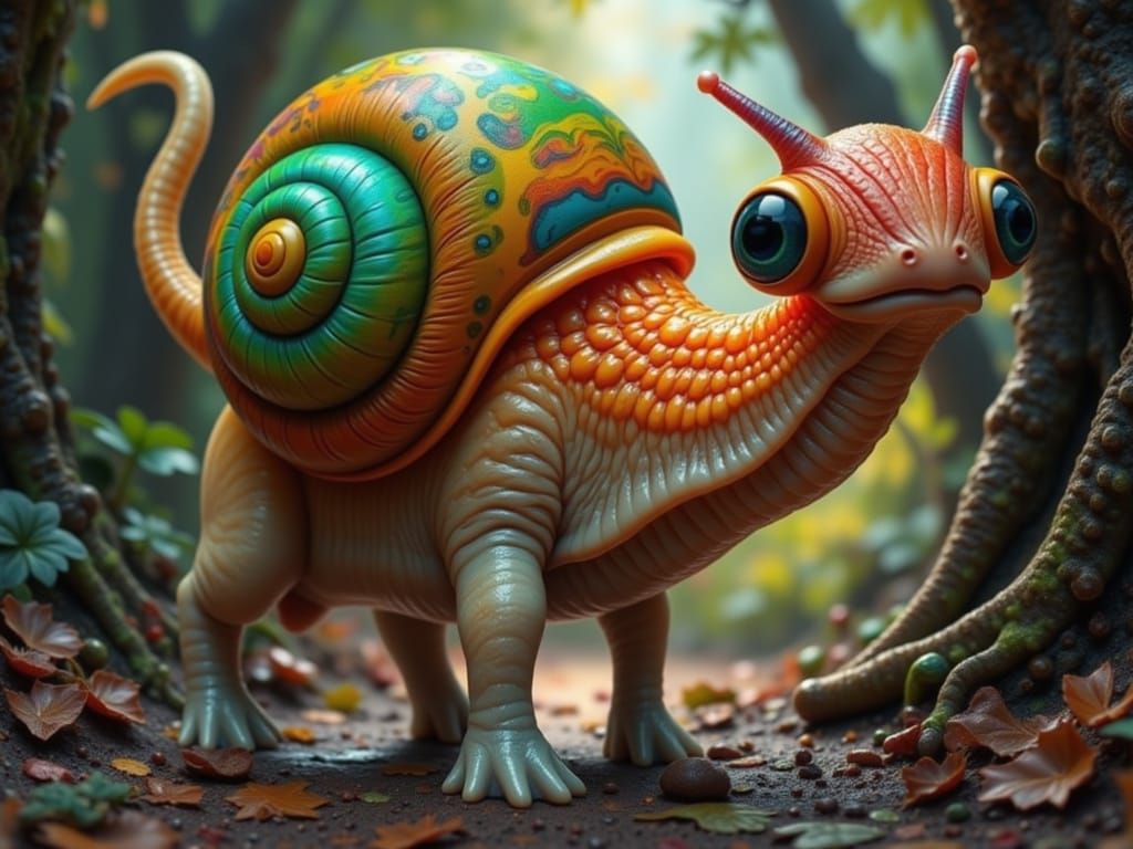 Canine Snailia Surveys the Woodland