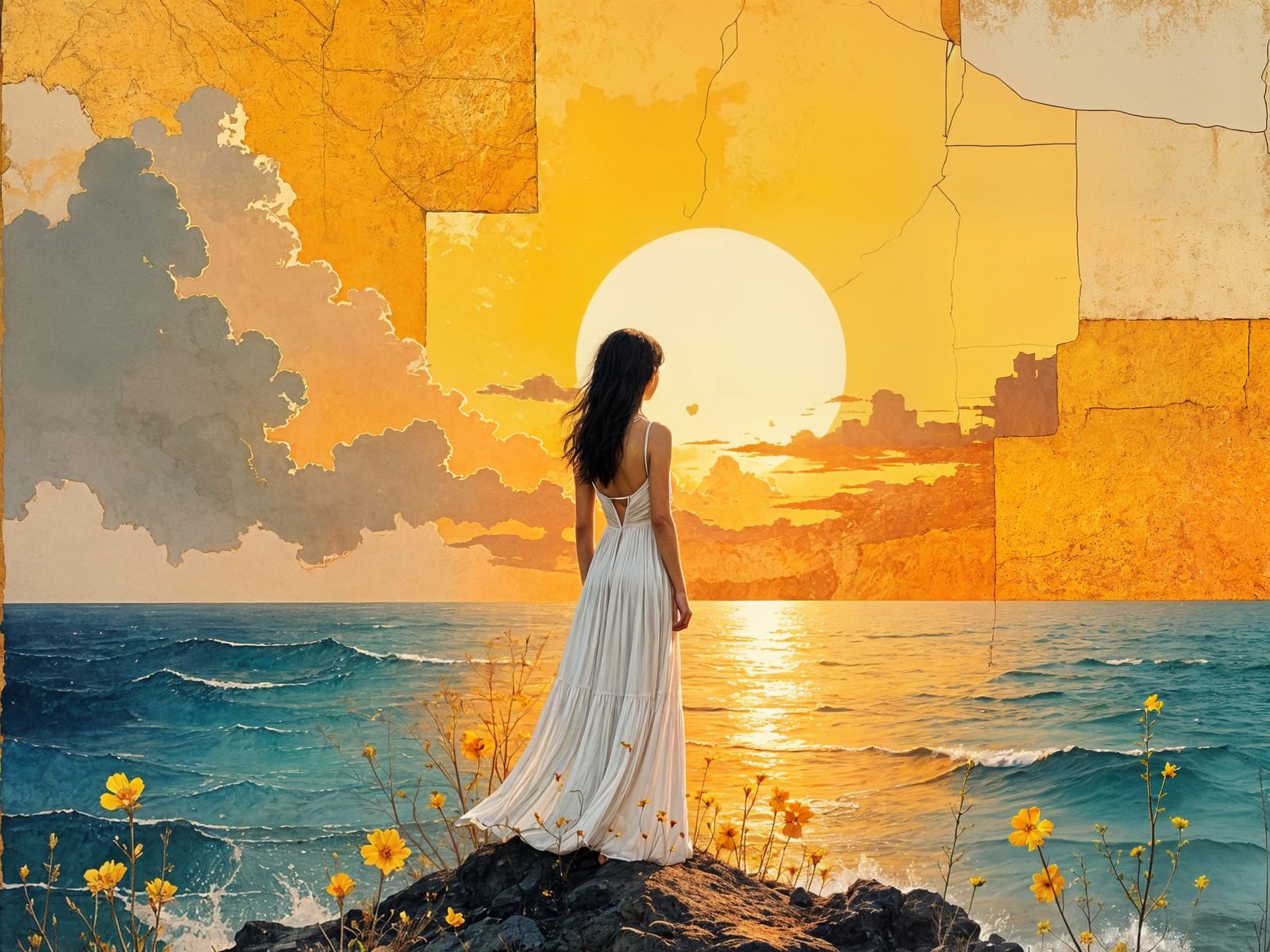 Sunset in Divine Oil Painting Style