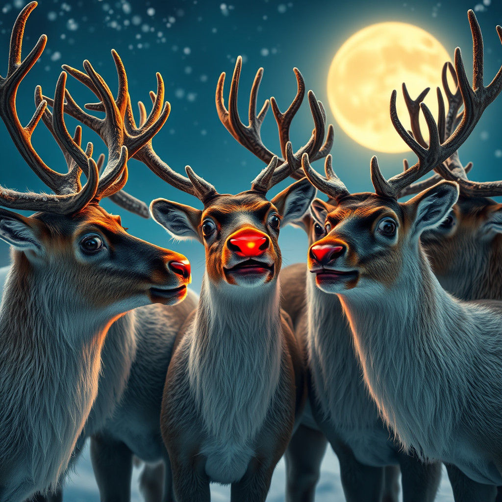 Reindeer Teasing Rudolph in Wildlife Photography Style