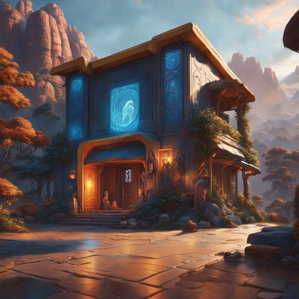 Mystical Nativity Scene in Dreamlike Landscape