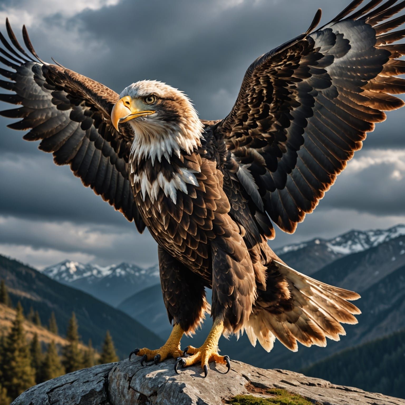 Majestic Eagle with Detailed Wings in HDR