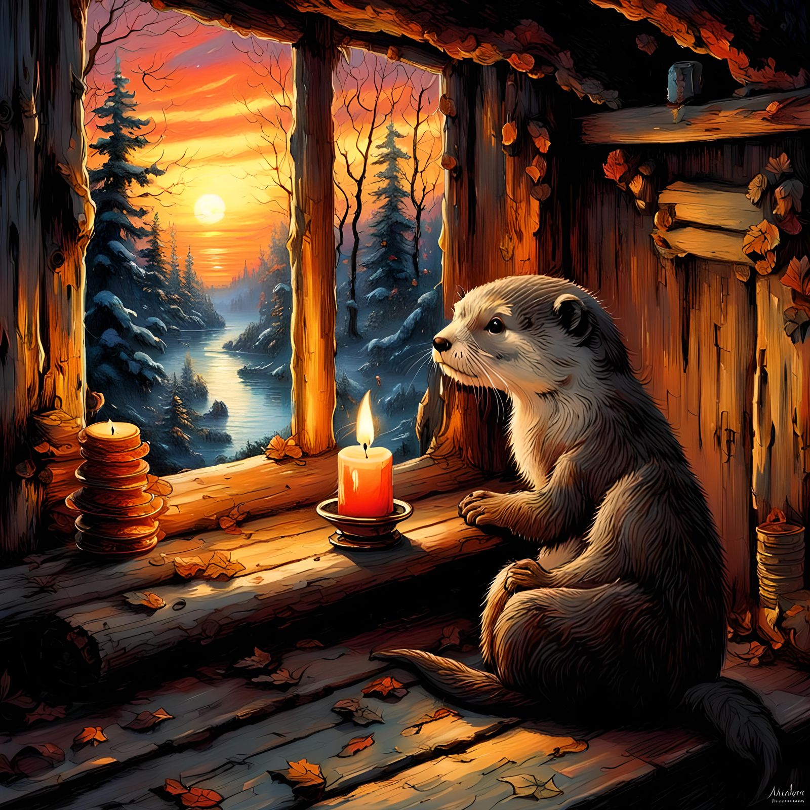 Otter resting warm inside after a long day of swimming