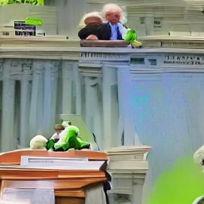 Bernie Sanders Hugs Kermit the Frog