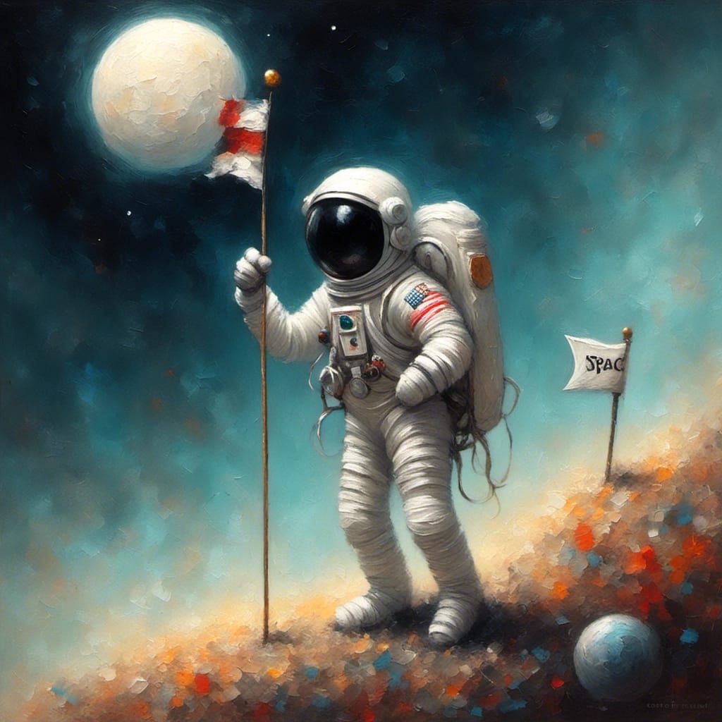 <lora:Black Theater:1.0 an astronaut in a spacesuit on the moon