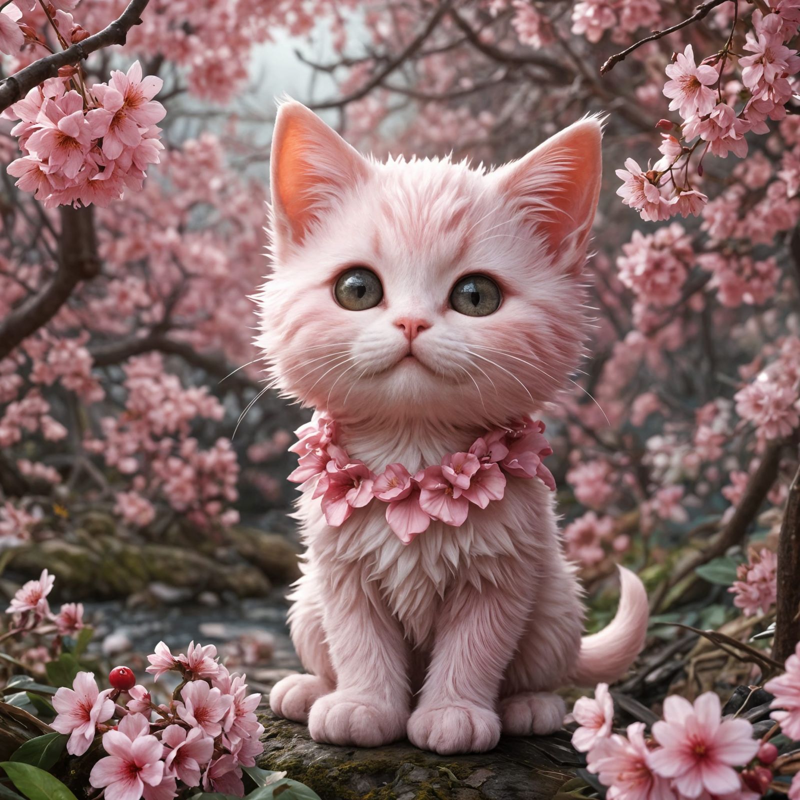 Chibi Sakura Kitten in Fantasy Garden